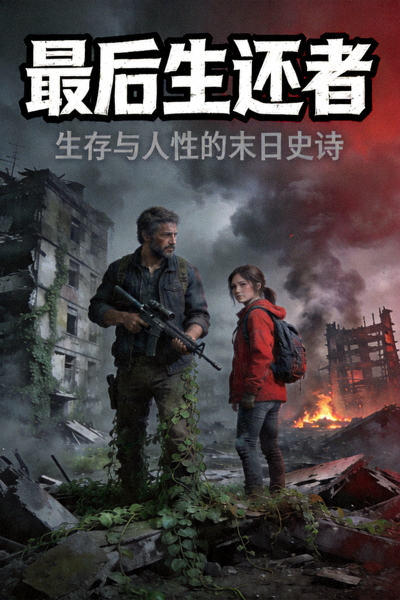 《最后生还者》剧集海报，末日废墟中的男女主角